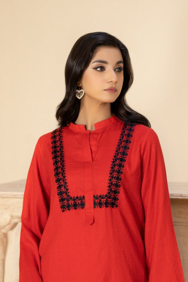 La Rosaa LW-11 - Red Embroidered 2 Piece - Image 2