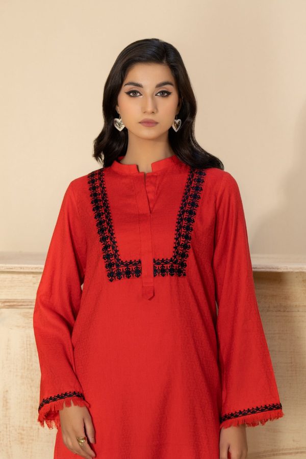 La Rosaa LW-11 - Red Embroidered 2 Piece - Image 4