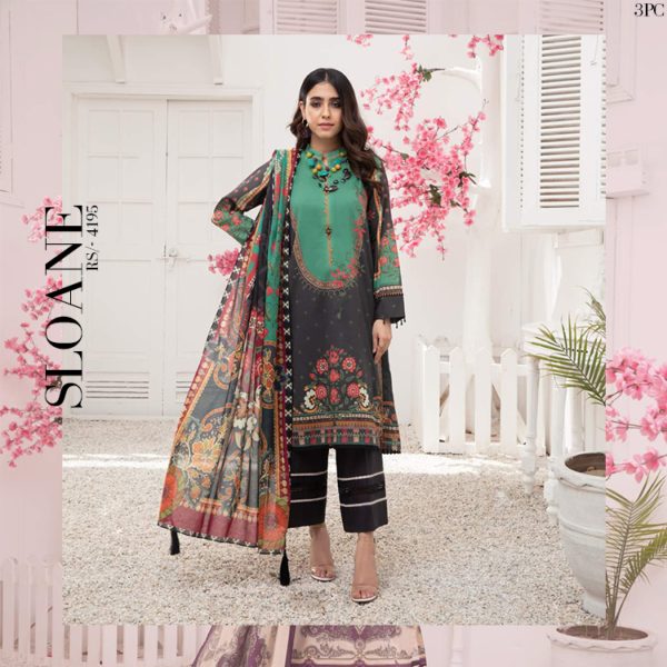 Sapphire Sloane Digital Printed Lawn 3 Piece Suit with Voile Dupatta