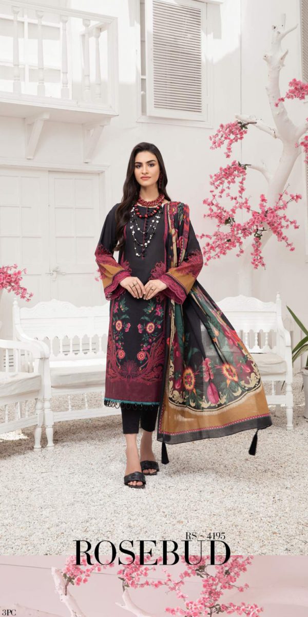 Sapphire Rosebud Digital Printed Lawn 3 Piece Suit with Voile Dupatta