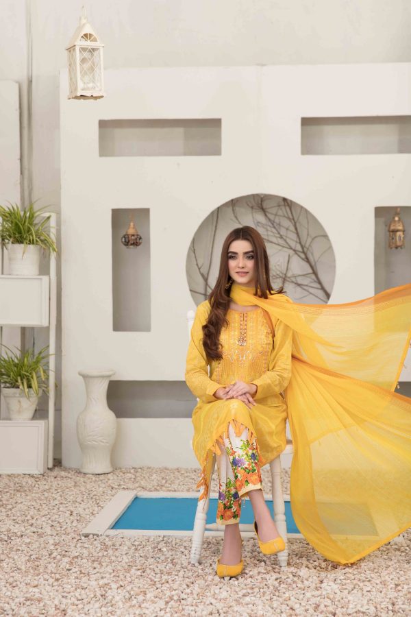 TAWAKKAL Esfir Lawn Digital Print and Embroiderey Collection - D-1599 - Image 3