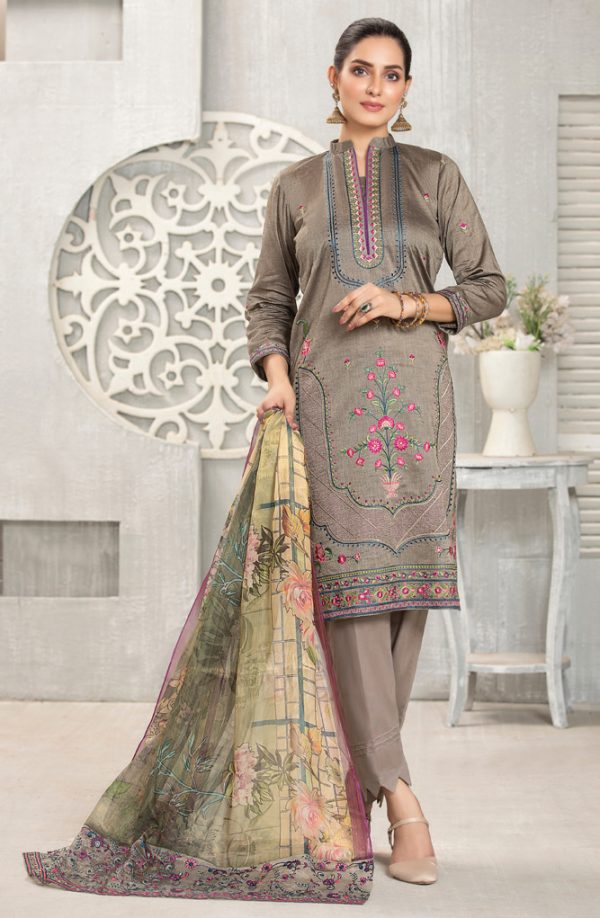 MTF FANCY ORGANZA MYSURI DUPATTA SHEMREY EMBROIDERED LAWN CARNATION COLLECTION MCF - 06