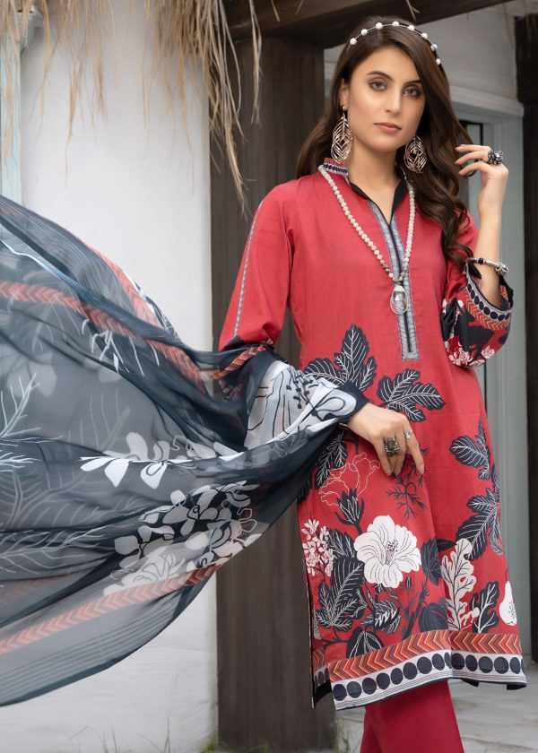 Regalia Orchid Printed Lawn with Chiffon Dupatta 3 Pcs Vol-2, MSO-01