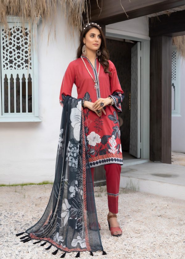 Regalia Orchid Printed Lawn with Chiffon Dupatta 3 Pcs Vol-2, MSO-01 - Image 3