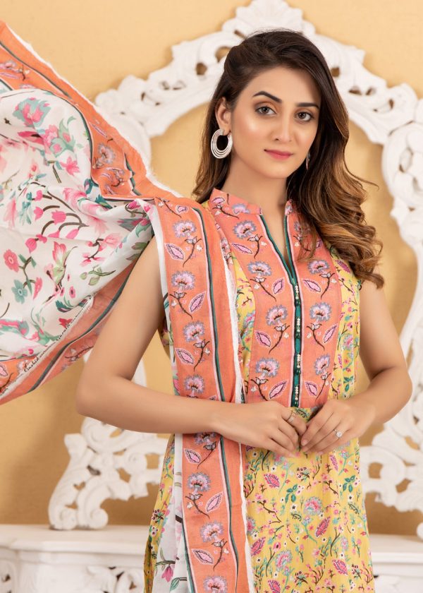 Regalia Orchid Printed Lawn with Printed Trousers 3 Pcs Vol-2, M-09