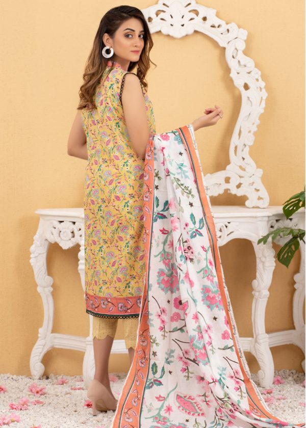 Regalia Orchid Printed Lawn with Printed Trousers 3 Pcs Vol-2, M-09 - Image 2