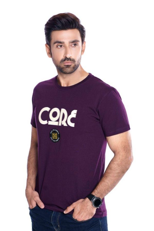 Offbeat Core Purple Embroidered T-Shirt - Image 2