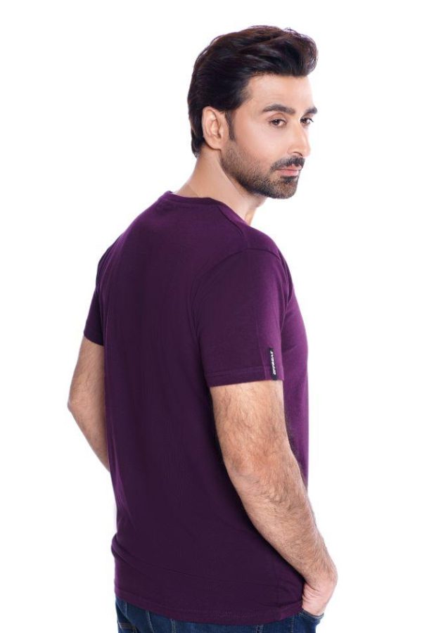 Offbeat Core Purple Embroidered T-Shirt - Image 3