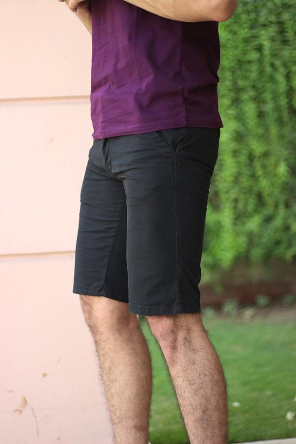 Offbeat Black Cotton Short