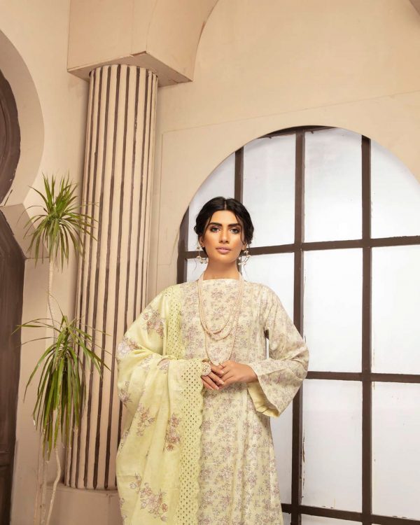 Johra Deluxe Lawn Suit with Schiffli Embroidered JR-879 - Image 2