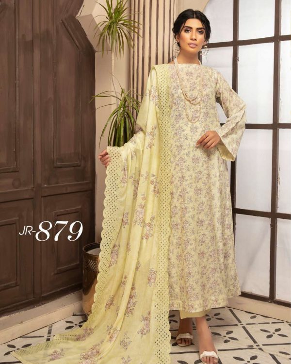 Johra Deluxe Lawn Suit with Schiffli Embroidered JR-879