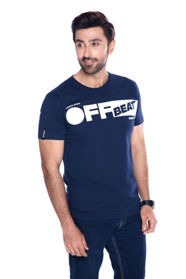 Offbeat Navy Blue Offbeat Printed T-Shirt - Image 3