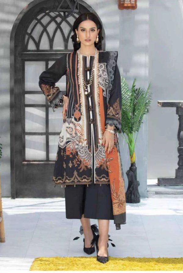 Sapphire Oriental Bloom Digital Printed Lawn 3 Piece Suit with Voile Dupatta