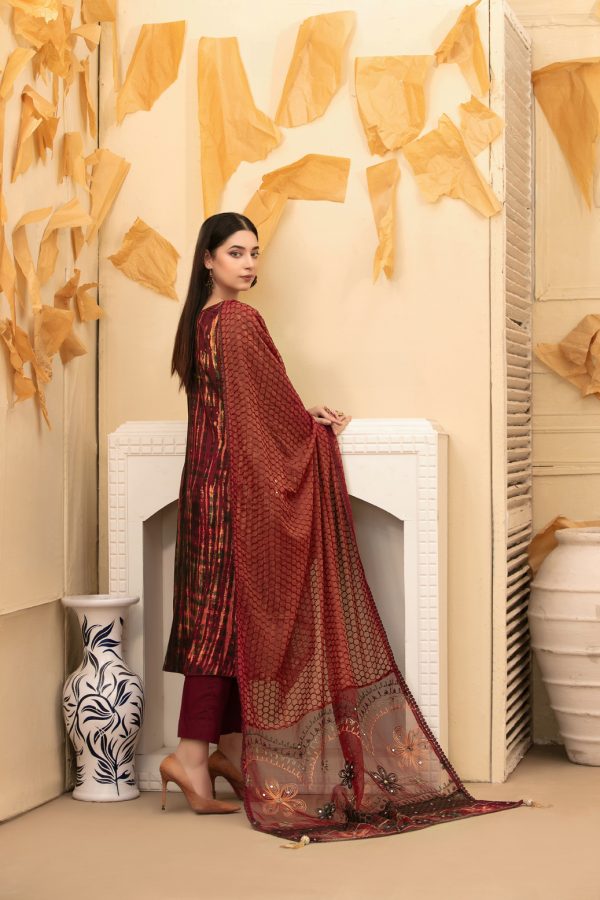 Tawakkal 3 Piece Un-Stitched Tie & Dye Linen with Fancy Heavy Embroidered Dupattas D-1854 - Image 2