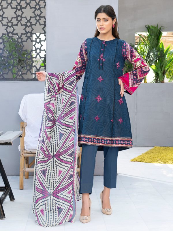 Limelight PRINTED LAWN 3PC SUIT U1871SU-3PC-BLU