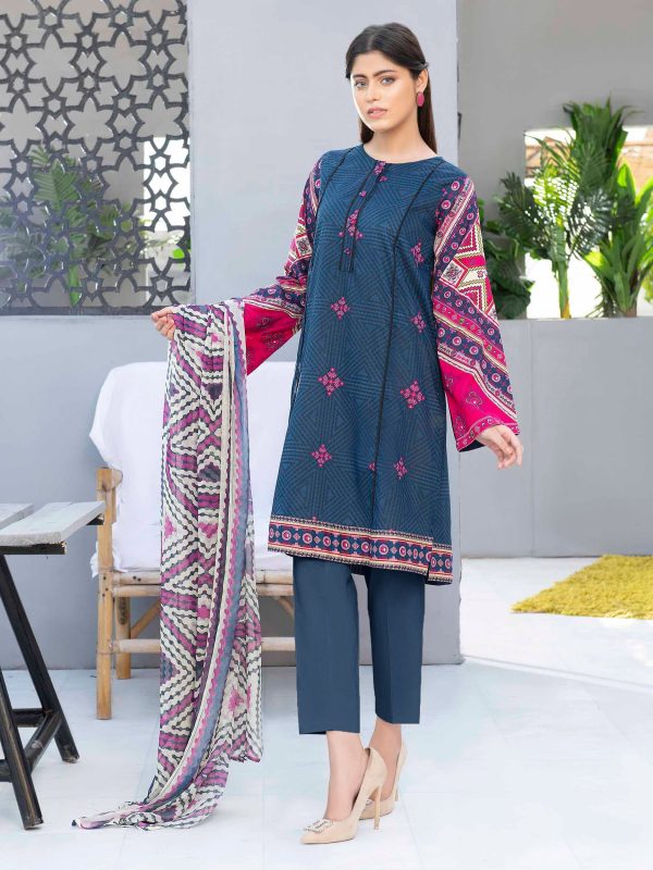 Limelight PRINTED LAWN 3PC SUIT U1871SU-3PC-BLU - Image 3