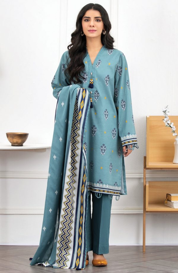 Orient Unstitched 3 Piece Printed Lawn Suit OTL-21-173/U TEAL - Image 2