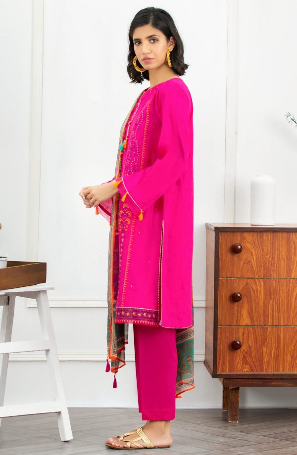 Orient Unstitched 3 Piece Embroidered Jacquard Suit OTL-21-159/U PINK