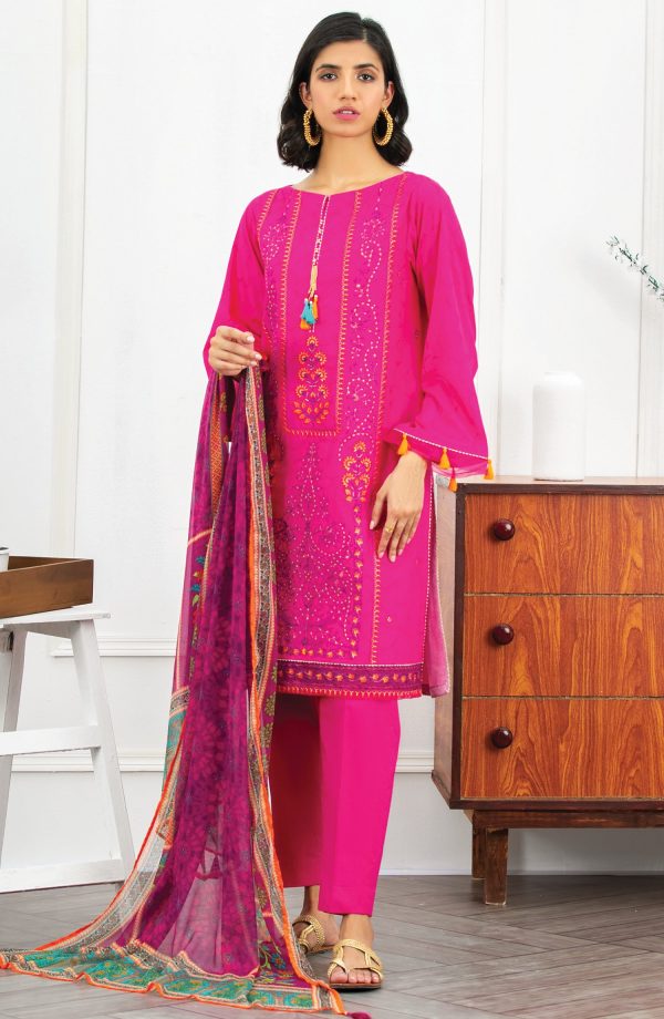 Orient Unstitched 3 Piece Embroidered Jacquard Suit OTL-21-159/U PINK - Image 2