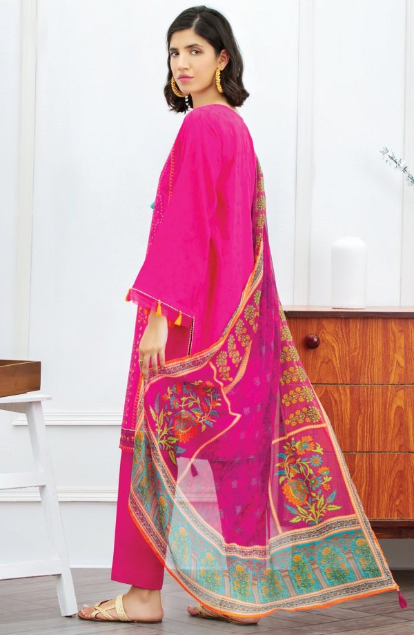 Orient Unstitched 3 Piece Embroidered Jacquard Suit OTL-21-159/U PINK - Image 3