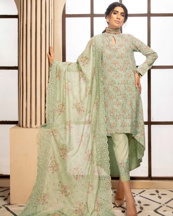 Johra Deluxe Lawn Suit with Schiffli Embroidered JR-881