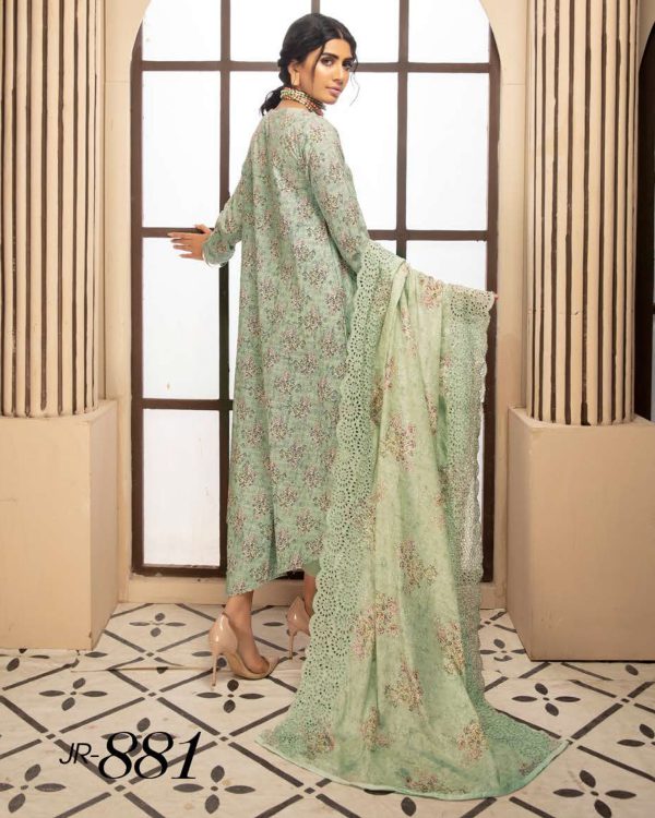 Johra Deluxe Lawn Suit with Schiffli Embroidered JR-881 - Image 2