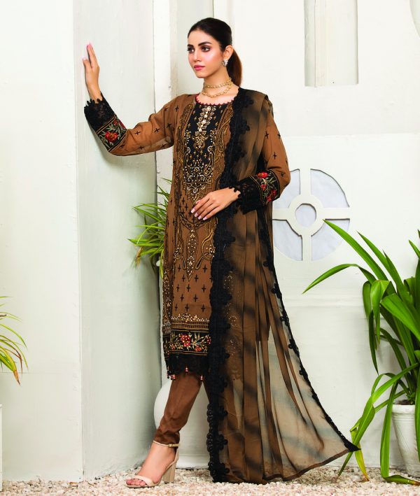 Bin Hameed Embroidered Chiffon Luxury Collection D#7 - Image 2