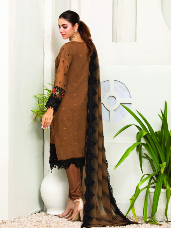 Bin Hameed Embroidered Chiffon Luxury Collection D#7 - Image 3