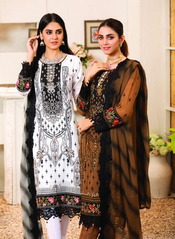 Bin Hameed Embroidered Chiffon Luxury Collection D#7 - Image 4