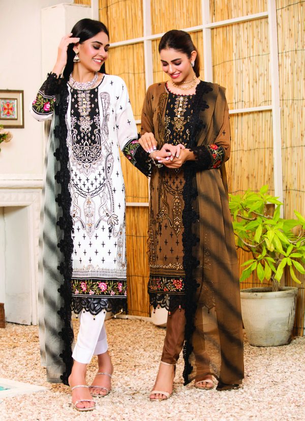 Bin Hameed Embroidered Chiffon Luxury Collection D#7 - Image 5