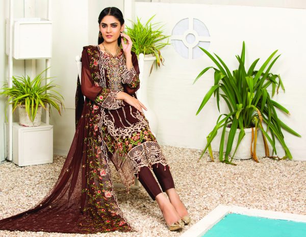 Bin Hameed Embroidered Chiffon Luxury Collection D#9 - Image 4