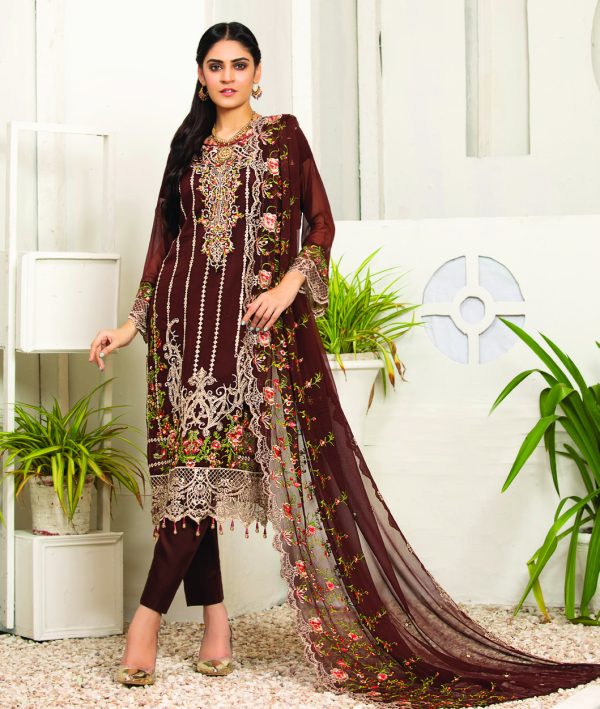 Bin Hameed Embroidered Chiffon Luxury Collection D#9 - Image 2