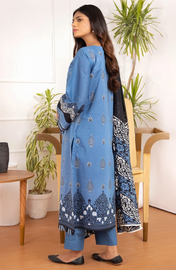 Orient Unstitched 3 Piece Embroidered Lawn Shirt And Net Lawn Dupatta OTL-21-194/U BLUE - Image 3