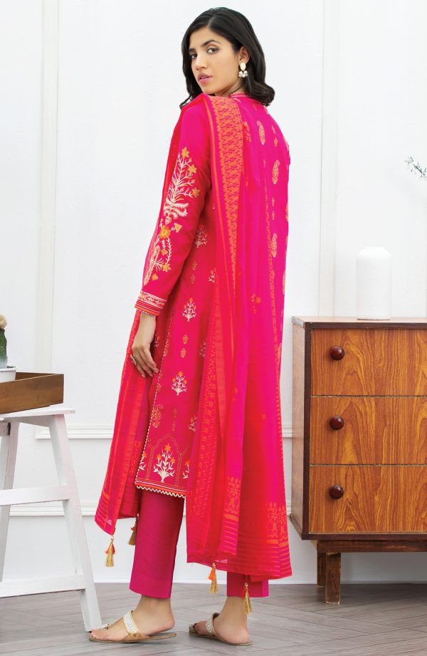 Orient Unstitched 3 Piece Embroidered Lawn Suit OTL-21-182/U PINK - Image 4