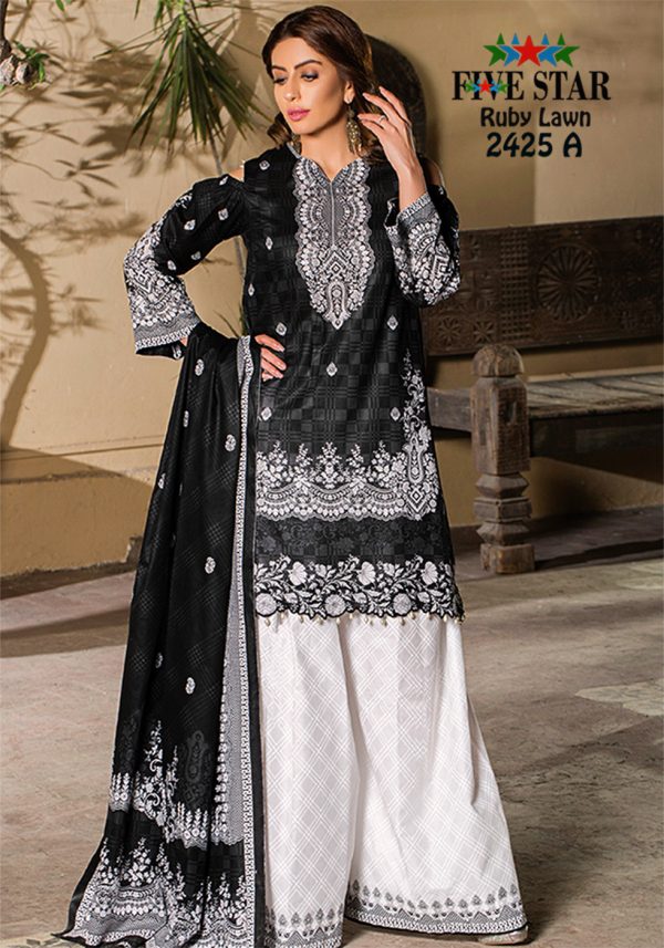 Five Star Ruby Lawn Un-stitched Suit 3 Piece DN # 2425-A