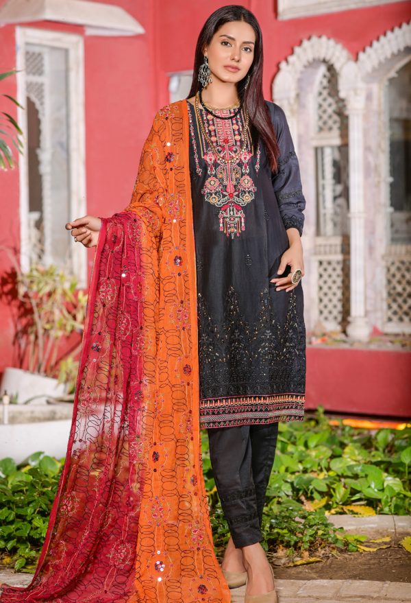 MTF - I AM A STYLE ICON - TWO TONE HEAVY EMBROIDERED SLUB LAWN WITH HANDWORK COLLECTION - MSI - 05