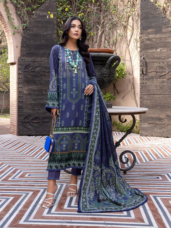 Salitex 3 Piece Unstitched - Digital Printed Lawn Shirt & Dupatta with Dyed Cambric Trouser - Sana Sara (SS-00020UT) - Image 3