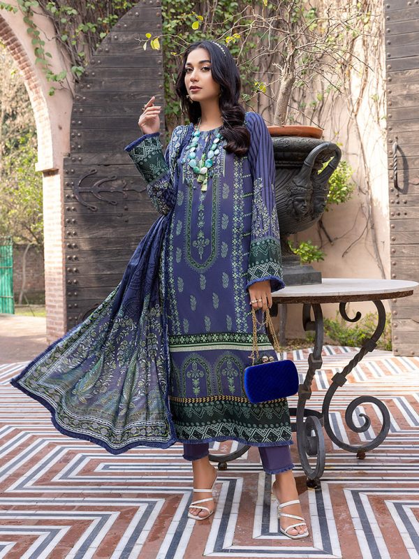 Salitex 3 Piece Unstitched - Digital Printed Lawn Shirt & Dupatta with Dyed Cambric Trouser - Sana Sara (SS-00020UT)