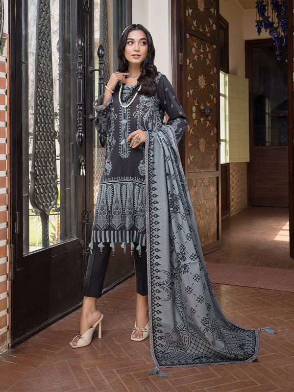 Salitex 3 Piece Unstitched - Digital Printed Lawn Shirt & Dupatta with Dyed Cambric Trouser - Sana Sara (SS-00010UT) - Image 3