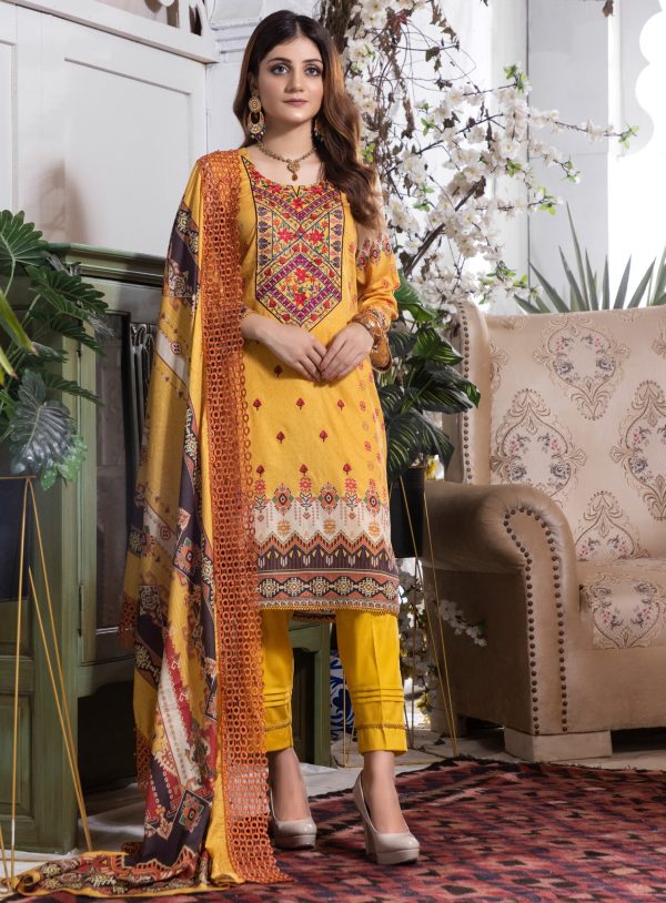 MTF RUQAYYAH'S - IMPERIAL GLORY - UNSTITCHED DIGITAL PRINTED EMBROIDERED LAWN 3 Piece SUIT - RIG-02