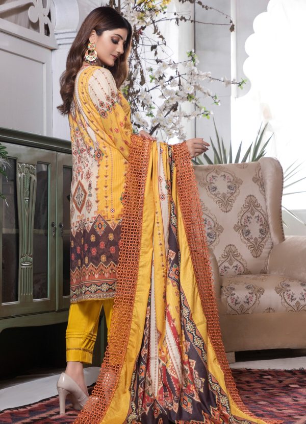 MTF RUQAYYAH'S - IMPERIAL GLORY - UNSTITCHED DIGITAL PRINTED EMBROIDERED LAWN 3 Piece SUIT - RIG-02 - Image 2