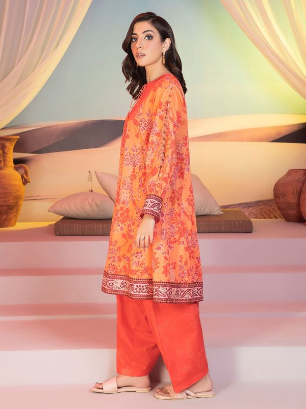 Lime Light 2 Piece Printed Lawn Suit Peach U2060SU - Image 5