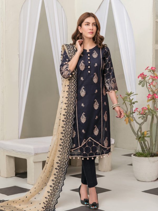 Tawakkal Pearla 3 Piece Unstitched Pearl Gold Table Printed Lawn Suit D6799