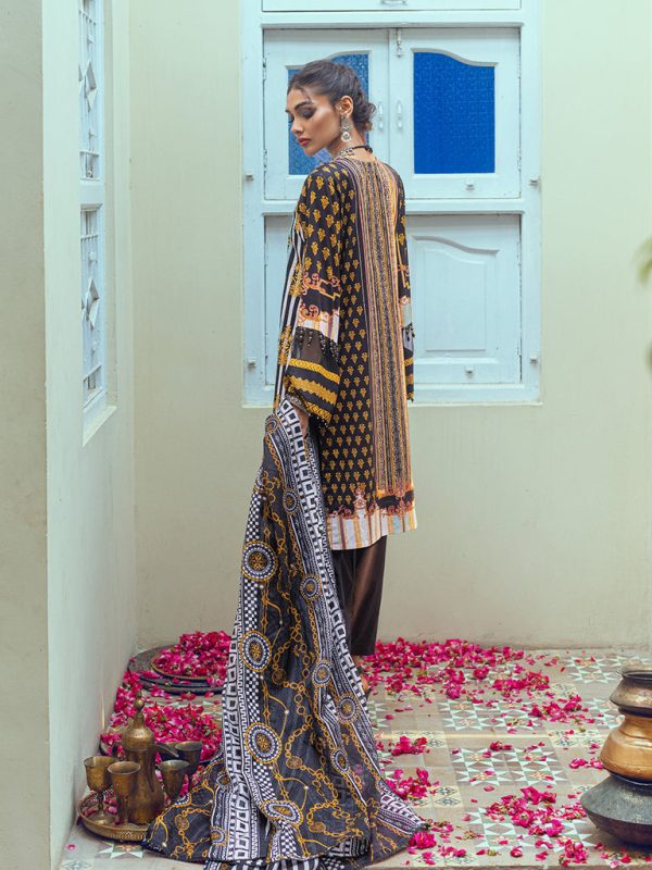 Salitex 3pc Unstitched - Embroidered Lawn Suit With Taparia Net Dupatta (WK-01064BUT) - Image 3