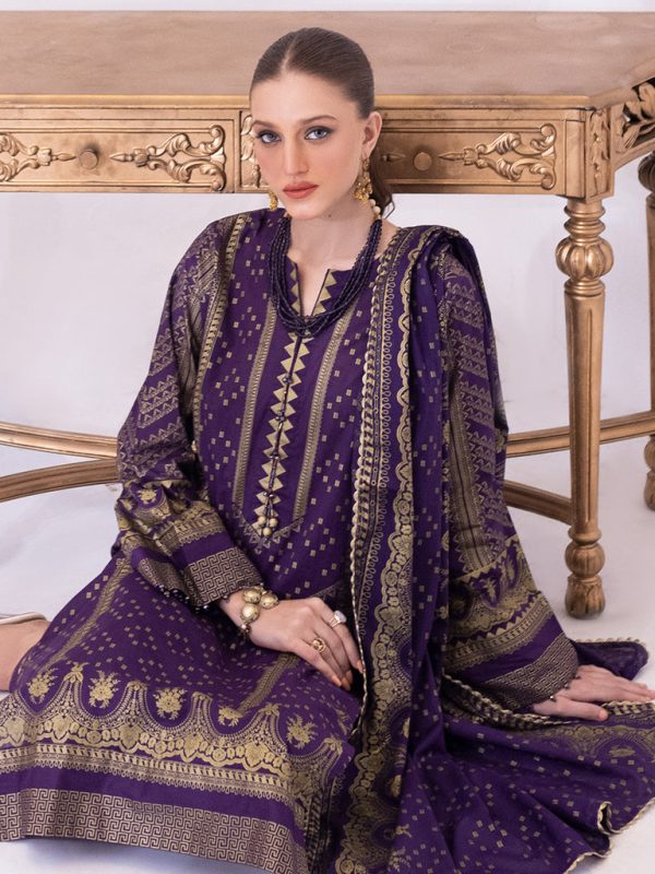 Salitex Sana Sara Gold 3pc Unstitched- Paste Printed Lawn Suit (SS-00052AUT) - Image 3