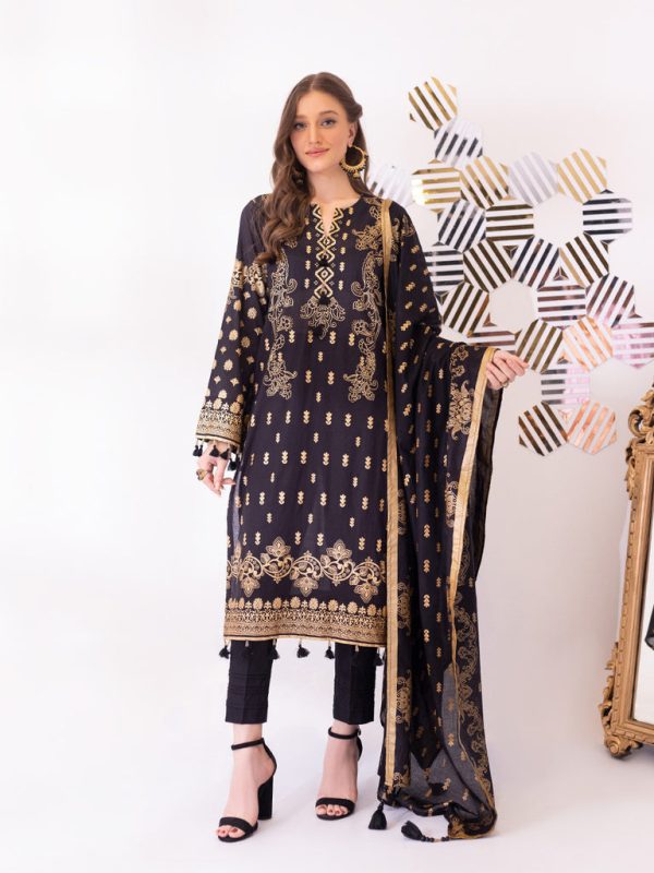 Salitex Sana Sara Gold 3pc Unstitched- Paste Printed Lawn Suit (SS-00060AUT)