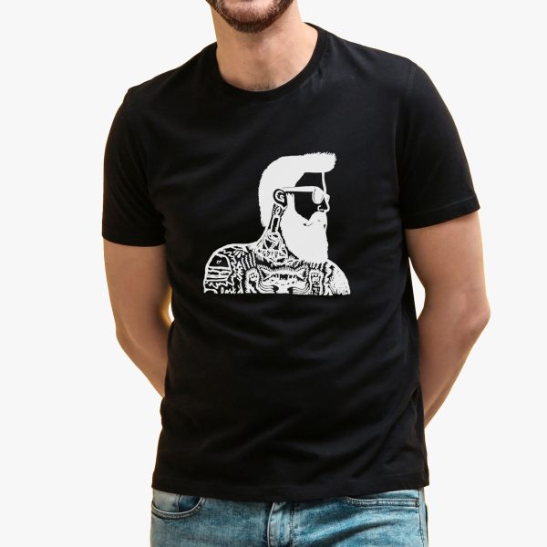 Beard Man Printed Black Tee