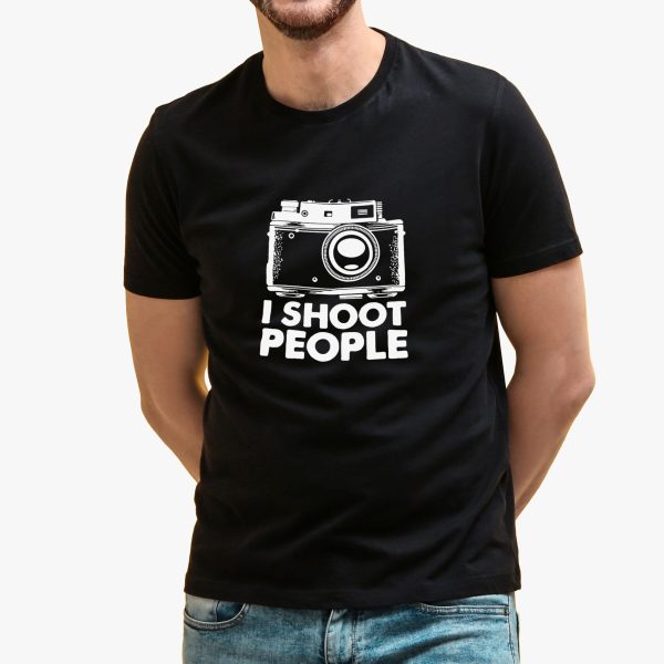 I Shoot People Printed Black Tee