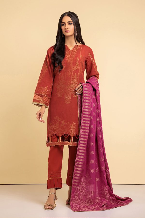 Bonanza Satrangi Rust-Jacquard 3 Piece Suite