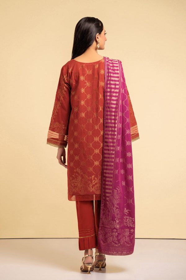 Bonanza Satrangi Rust-Jacquard 3 Piece Suite - Image 3